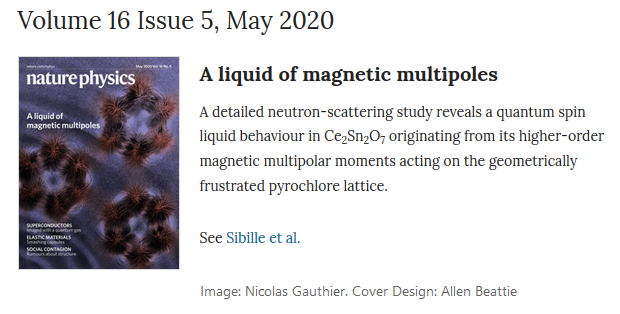 ILLGrenoble's tweet photo. On @NaturePhysics cover! 
Degrees of freedom in this octupole ice are quantum objects whose dual dipole–octupole nature can be controlled using magnetic fields or - as demonstrated here - temperature. 
Opens perspectives for #quantum many-body systems !
https://t.co/L4CS94u3b7 https://t.co/6SxwpMIKIo