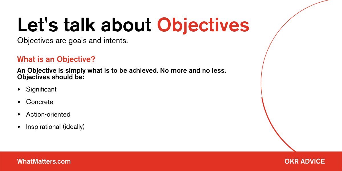 WhatMattersOKRs's tweet photo. Do your objectives fit the following criteria? 

Share this with someone who is just starting their #OKR journey.

#okrs #goalsetting #performancemanagament #TuesdayTip https://t.co/W9UpljBosx