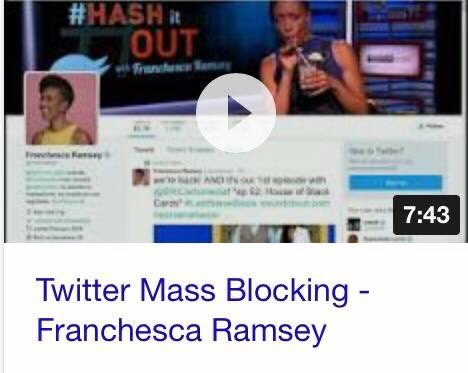 kind of related. years ago i used blockchains to preemptively block folks based on who they’re following (ie. former Klan leader David Duke) these chains are of course flawed (now i opt for mute chains) but it resulted in a hilarious trend of “blocked by Franchesca Ramsey” vids