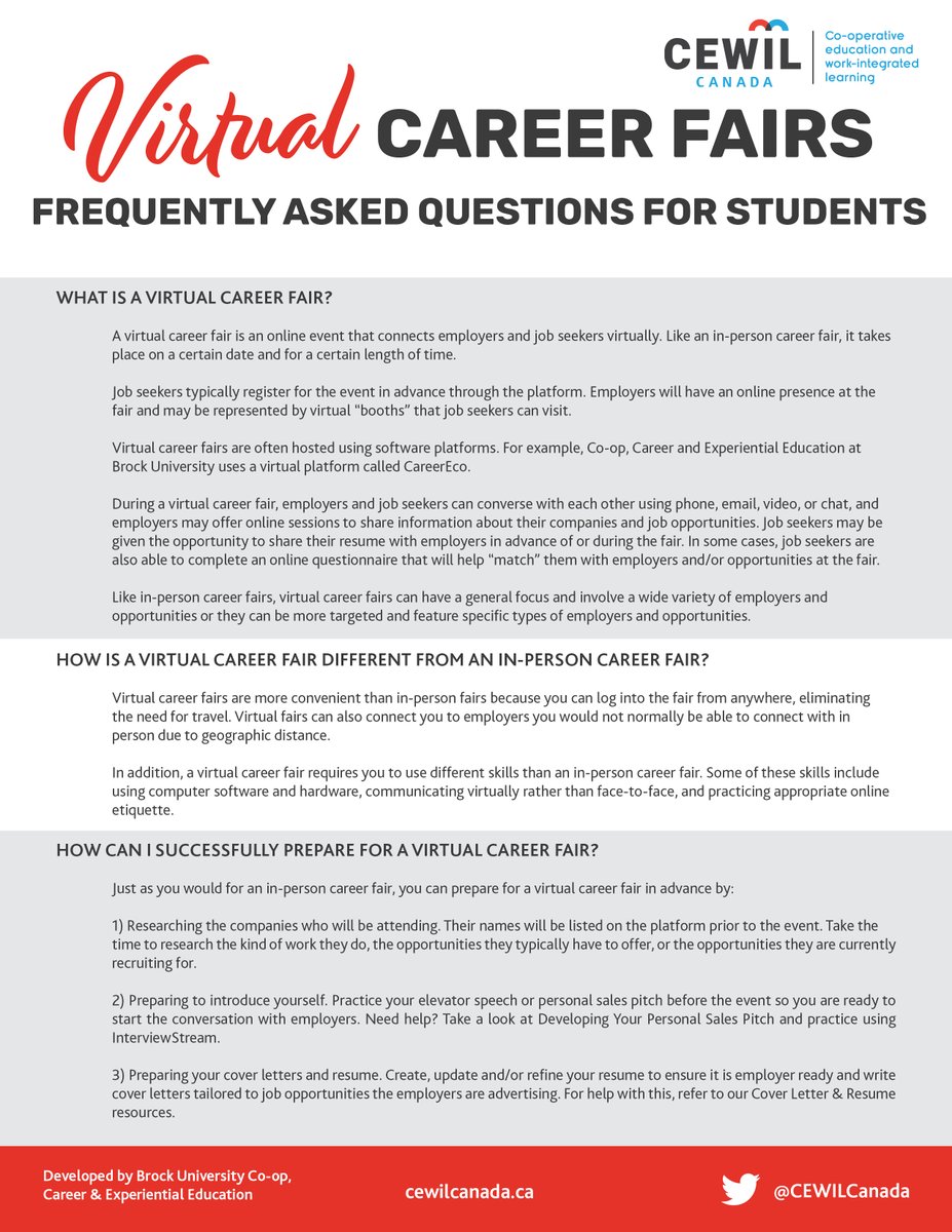 CEWILCanada's tweet photo. As institutions &amp; organizations continue to shift to a remote fall reality, CEWIL is happy to provide resources in conjunction with our members.  Check out these resources for students, organizations and institutions regarding hosting virtual career fairs- https://t.co/b8lMGJ52xz https://t.co/Am1JTnqOcu