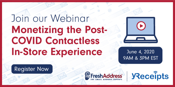 FreshAddress's tweet photo. Join @yReceipts and FreshAddress for an in-depth look at how retailers are leveraging in-store consumer identification technologies like digital receipts to maximize the impact of store re-openings. https://t.co/76wDwkL74X 

#webinar #email #emailmarketing #covid19 https://t.co/BLT2HEePPU