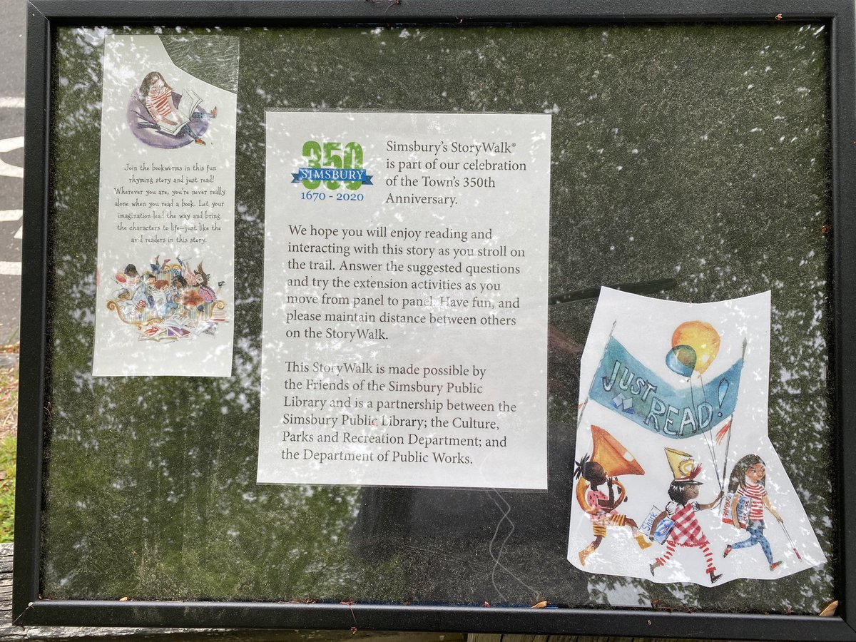 SQLShine's tweet photo. Now you can take a walk down Iron Horse and read a book at the same time! There are even some fun activities that you can do in between pages. How cool is that? Thank you Simsbury Public Library for this Story Walk! Get out and try it; start at Rotary Park! https://t.co/nWP7uuzXrg