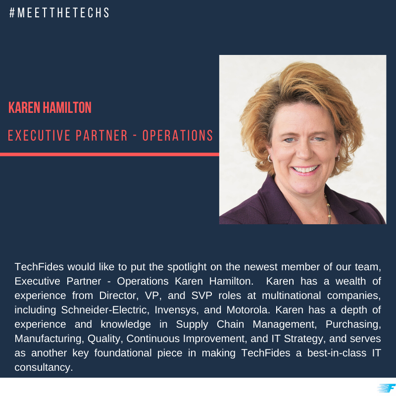 Tech_Fides's tweet photo. Contact Karen today for a C-Suite conversation on how to optimize your IT/Supply Chain organization!  #MeetTheTechs #TechFides https://t.co/SCKacZB280