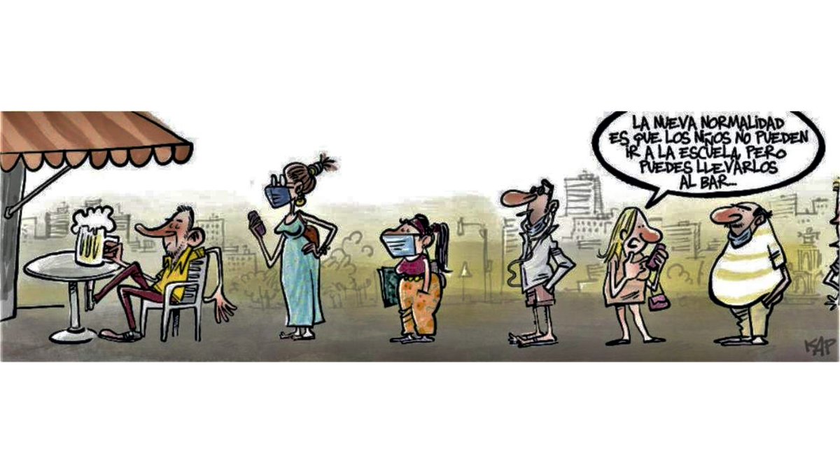 hilarcon's tweet photo. Nuevas colas en la nueva normalidad...
Viñeta de Kap @kapdigital https://t.co/352SfIkM3n
