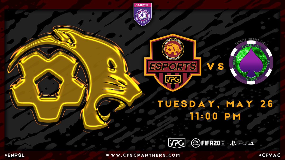CfscPanthers's tweet photo. Game 2 tonight features another very strong opponent in Atlantic City FC who comes in the day with the same record as us.

Game 2:
📅 May 26, 2020
🆚 @acfcesports 
🕚 11:00 PM
📺 https://t.co/Dcz5IdmS92
#CFVAC

#eNPSL #CFSCPANTHERS #EPANTHERS #FIFA20 #PROCLUBS  #buildingchampions https://t.co/No5OiGS9Q0