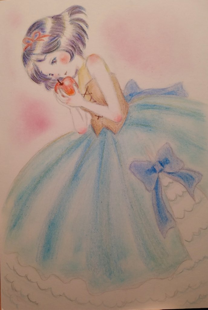 白雪姫 まあなんて美味しそうなりんご 白雪姫はりんごを一口かじってしまいました Seinaのイラスト