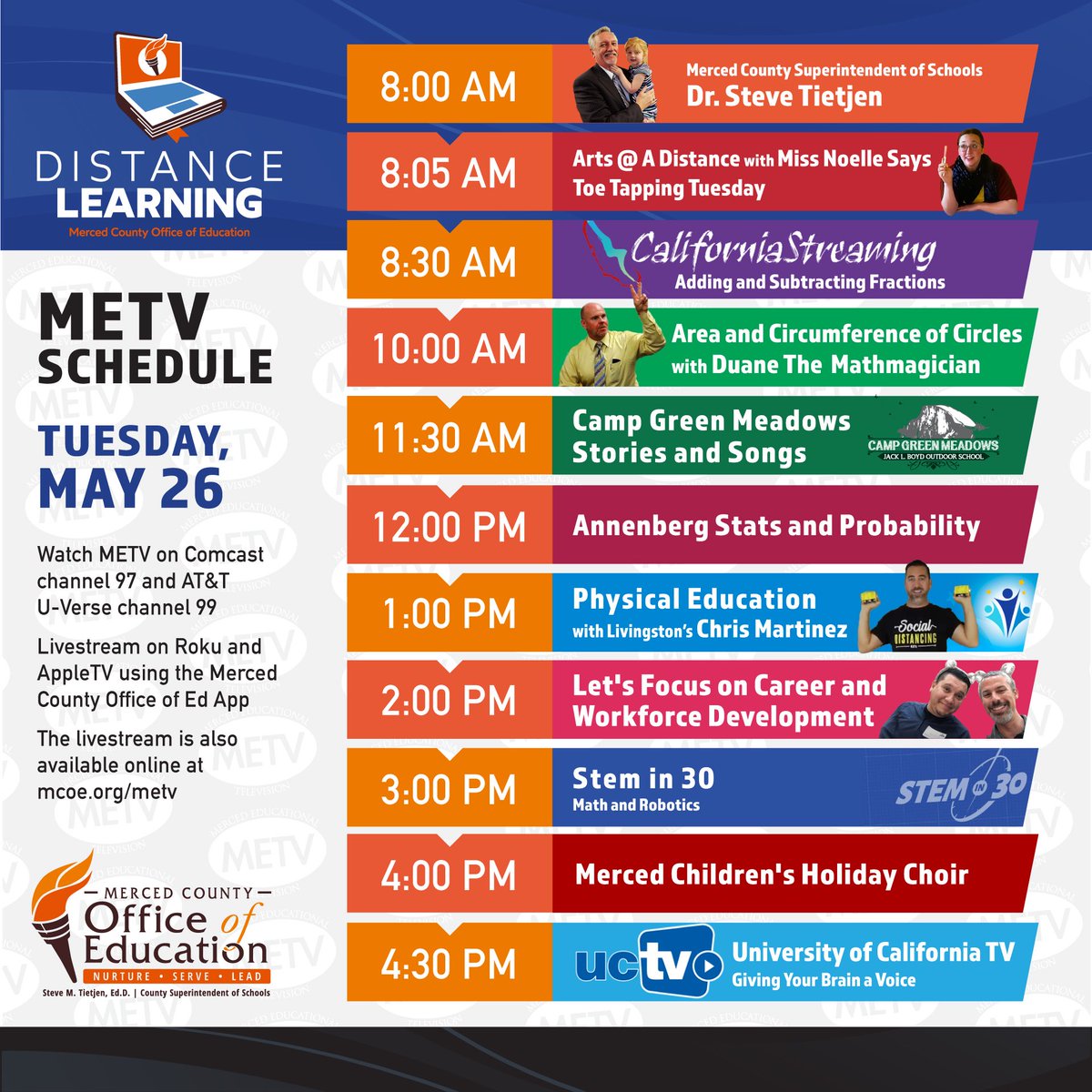MercedCOE's tweet photo. Good morning and welcome back! The Distance Learning livestream starts soon at METV and we hope you can tune in! https://t.co/Pm2dkwYZLo