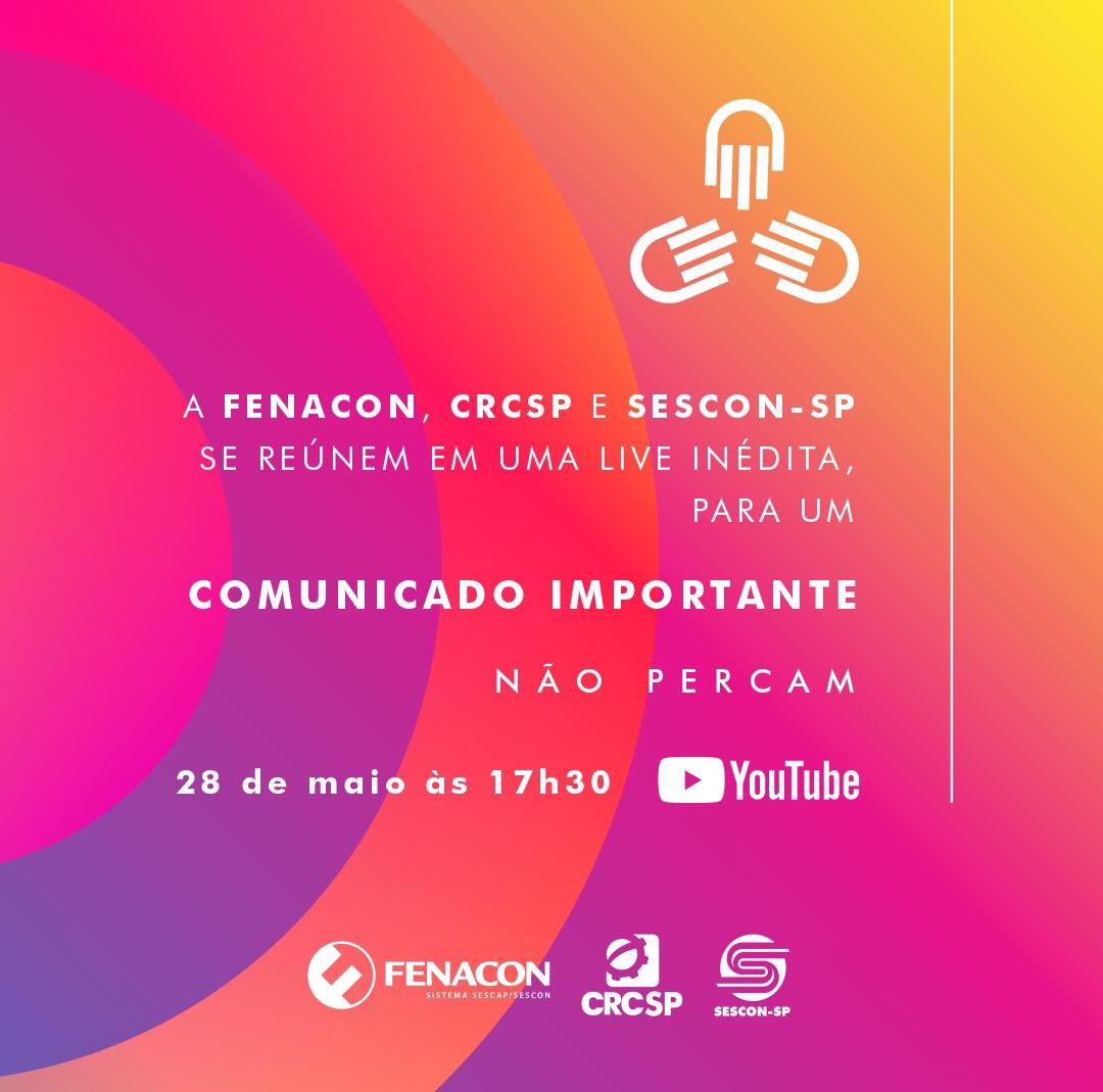 Fenaconfed's tweet photo. Não perca a transmissão de live INÉDITA no Canal da Fenacon, no Youtube, na próxima quinta-feira (28/5). Teremos um comunicado muito importante para todos vocês.
Se inscreva: https://t.co/uQDDSSmPgc 😁
#Fenacon #SesconSP #CRCSP #empresarios https://t.co/Xg0Cg3svow