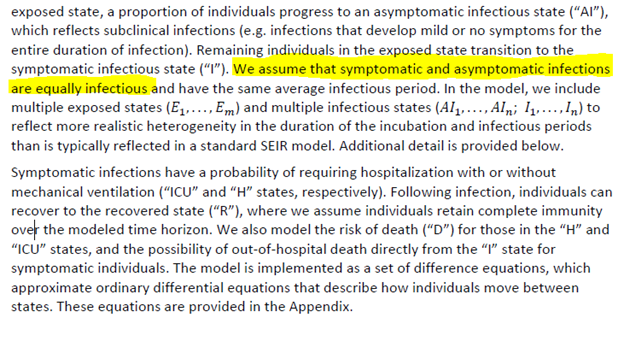 17/ The  #MNmodel also treats asymptomatic and symptomatic people as equally infectious. It’s possible that in hindsight we will find asymptomatic infected people are less infectious. This is believed to be true with other viruses, like influenza.  https://www.ncbi.nlm.nih.gov/pmc/articles/PMC2646474/