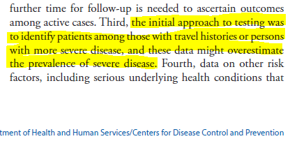 19/ The CDC study, however, analyzes lab-confirmed cases from people in Feb & Mar who largely went to hospitals with significant concerns. Thus, the CDC study sample is likely more severe than the general symptomatic population. See CDC excerpt below.