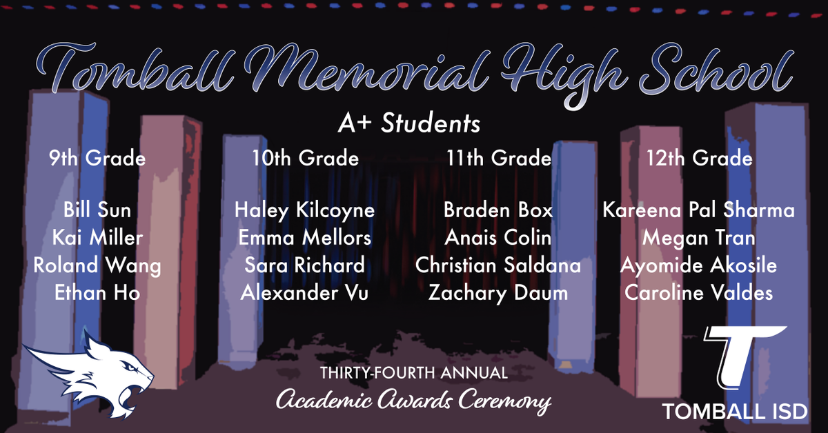 TomballISD's tweet photo. Congratulations to these dedicated and well-deserving 2019-2020 A+ Students from @TISDTMHS! #DestinationExcellence https://t.co/xgYQkwP4SB