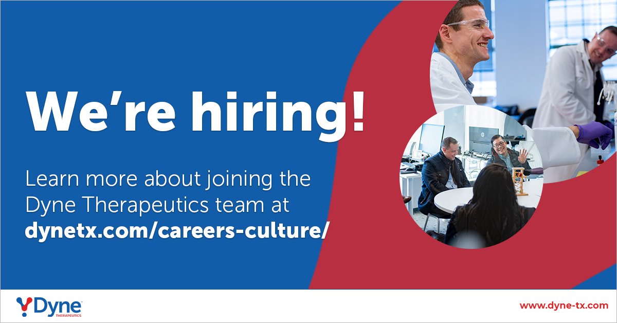 Dyne_tx's tweet photo. We’re hiring! Join our team of passionate professionals as we work toward developing life-changing therapies for serious muscle diseases. Learn more about opportunities at Dyne: https://t.co/UKwhdLrYKI #FORCEField #PowerofFORCE https://t.co/dkSk3Fxy5L