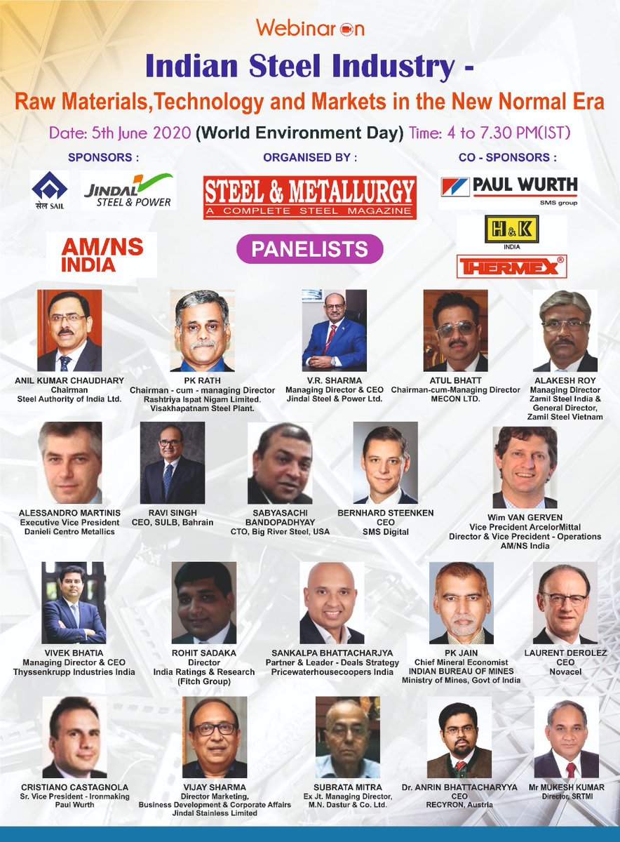 The final countdown begins as we present the list of final Panelists #steelindustry #steel #webinaralert