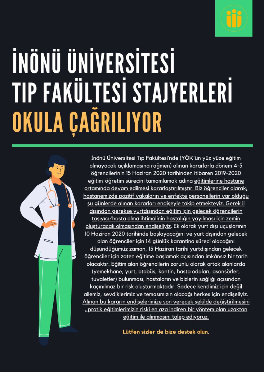 SevvalAyan's tweet photo. İntörn ve alt dönemlerden sonra sıra bize geldi. Diğer üniversite ve fakülteler gibi biz de uzaktan eğitim hakkımızı istiyoruz. #inutipstajyerlerimagdur

@aydinbarus22 
@yekta_sarac
@drfahrettinkoca
@DrAhmetKizilay 
@RTErdogan 
@DrMahmutDurmus
@recep_bentli https://t.co/ElDvM8xFwS