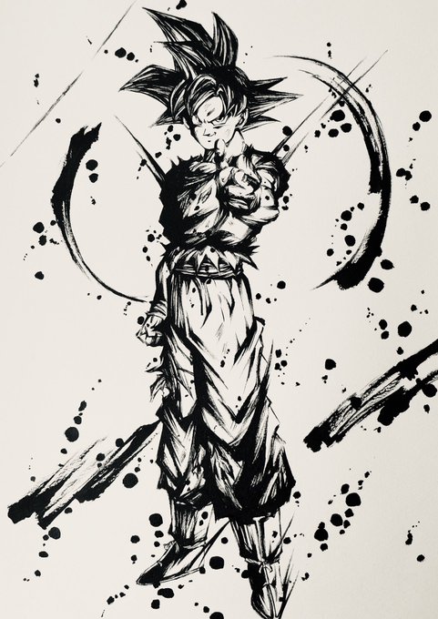 赤髪さん完成
#ドラゴンボール  #墨絵  #模写 