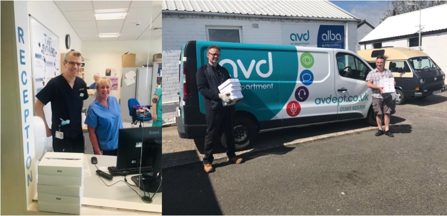 PeoplePowerScot's tweet photo. It's a good news kind of day – more iPads have found their way into @RIE_Lothian, @NHSGGC Royal, &amp; Edinburgh Western General. Helping patients #stayconnected with loved ones.

HUGE thanks to @avdepartment &amp; @concisegroup for the donations!

#HereToHelp #FlattenTheCurveTogether https://t.co/r7AOezdcvH