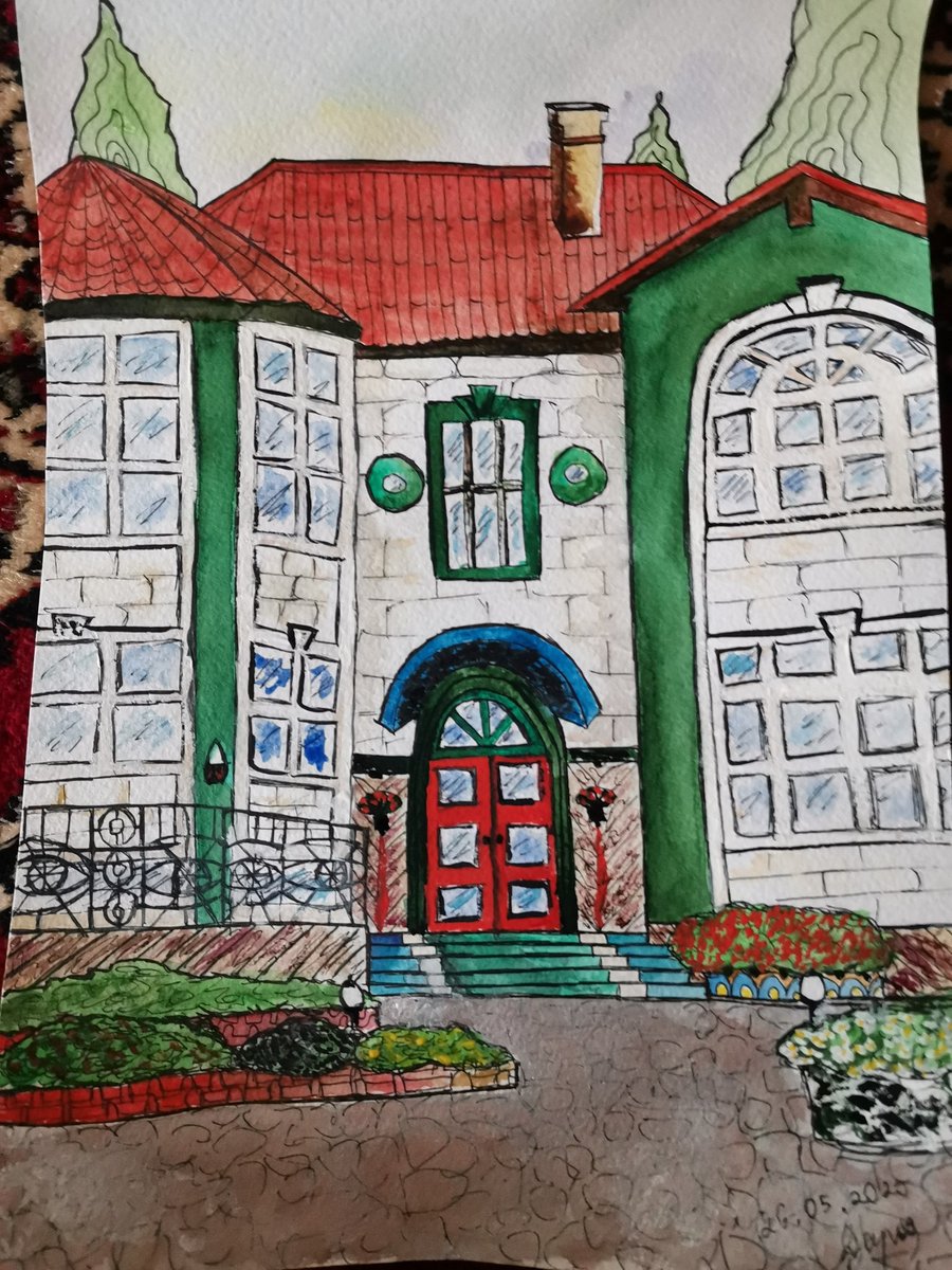 smotrowadasha's tweet photo. Моя акварель "Каменный особняк".

My watercolor "Stone mansion". 

#watercolor #акварель #скетч #эскиз #sketch https://t.co/h6SomtIWo6