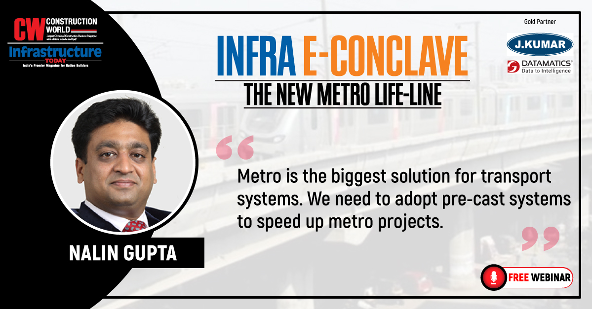 InfraToday's tweet image. How to drive efficiency in #MetroProjects with lower resources? Nalin Gupta (MD, #JKumarInfraprojects) discussed the importance of precast &amp;amp; pre-engineered systems to ensure faster project execution, at lower resource volumes &amp;amp; cost. 
Partners: @Datamatics &amp;amp; #JKumarInfraprojects