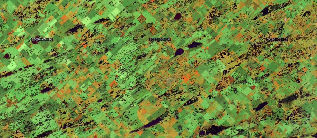 joacolascombes's tweet image. y desde el espacio con Sentinel 2 así:

*tonos oscuros: agua/zonas anegadas

#agdron #meteojl