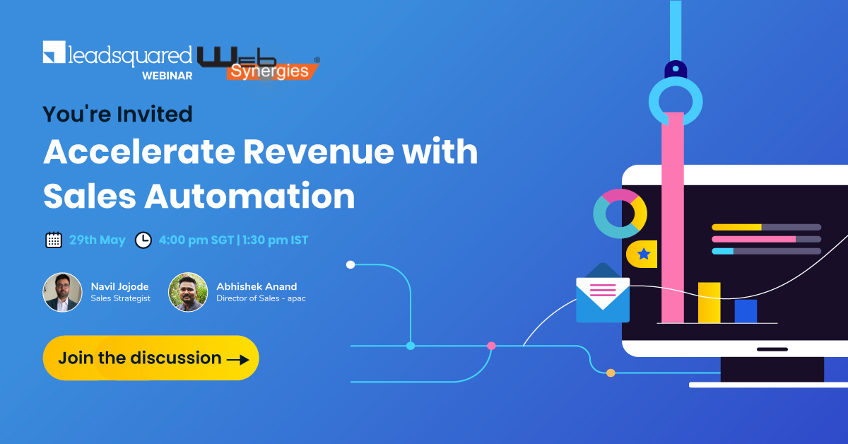WebSynergies's tweet image. Join us in our #webinar on 𝟐𝟗𝐭𝐡 𝐌𝐚𝐲 𝐚𝐭 𝟒:𝟎𝟎 𝐩.𝐦. 𝐒𝐆𝐓 with industry experts talking on the importance of #salesautomation. You will learn the best #automationtechniques to smooth out processes &amp;amp; provide an exceptional #customerexperience. 

bit.ly/3edkoYW