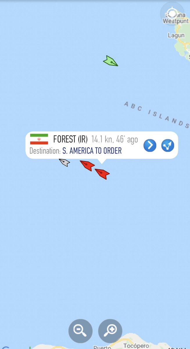 Iranian tanker ‘Forest’ is currently being escorted by Venezuelan navy vessel Guaicamacuto towards Punto Fijo #Venezuela  #Iran