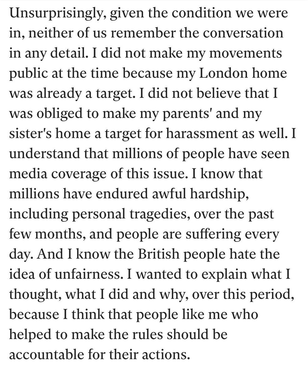 22/23 Is it not the case you only made your movements public once it was claimed you had broken guidance & regulations? That the piece in the Spectator & Daily Mail was not true, that you were not in London as claimed by  @10DowningStreet ?