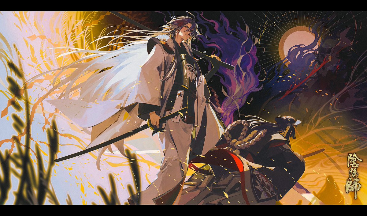 weapon sword long hair male focus holding 1boy katana  illustration images
