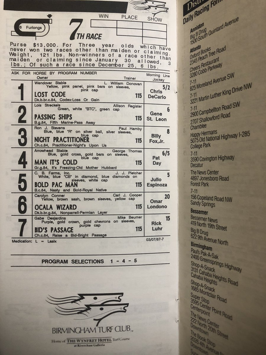 JackpotNick's tweet image. #LostCode ran at #BirminghamTurfClub?  Who knew?