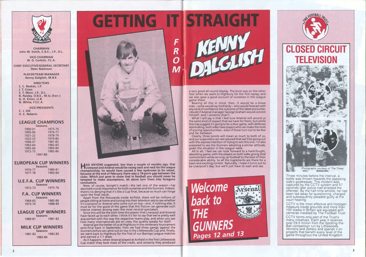 Arsenal Programme Not Ours But Worth A Look At The Lfc 0 2 Arsenal Prog From A Special Day Really Interesting To Re Read Kenny Dalglish S Notes It Certainly Was An