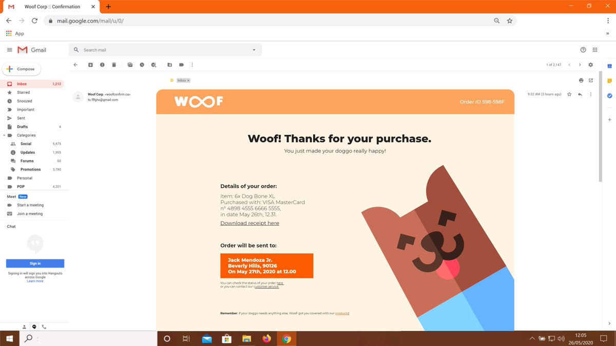 RobertJam's tweet photo. #DailyUi 17 - Email "Thanks for your purchase". #UIDesign #UiBeginner https://t.co/PvC81dSQmx