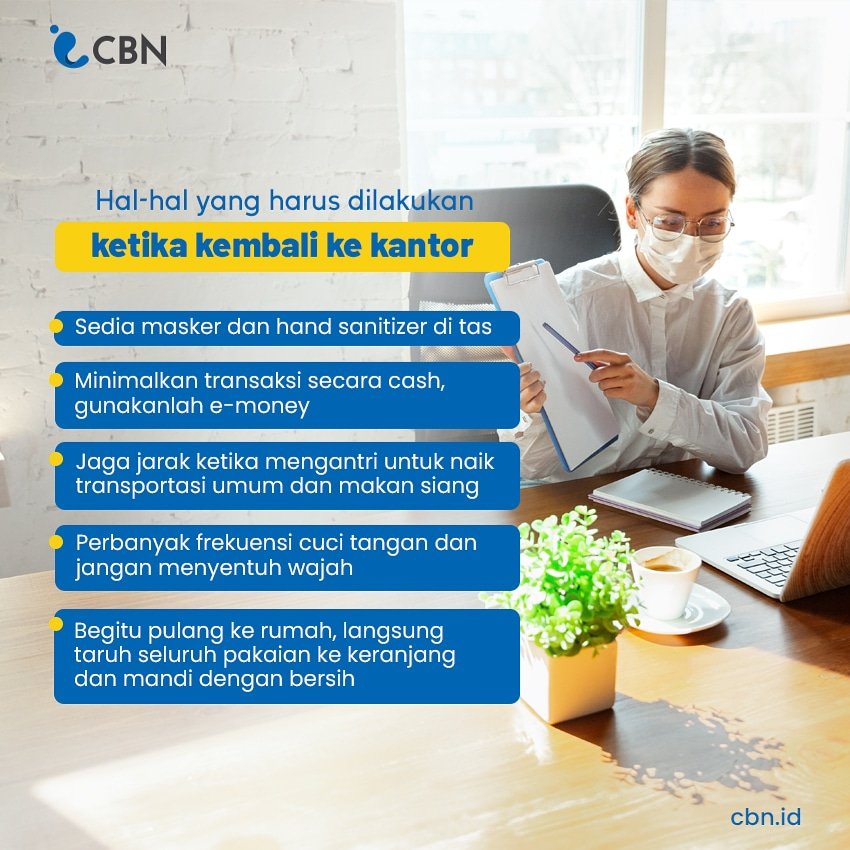 di_cbn's tweet photo. Apakah kantormu yang sudah termasuk kembali bekerja dalam waktu dekat guys?Jangan khawatir, yuk ikuti panduan #StaySafe CBN berikut ini
.
#CBN #Kerja #FirstDayofWork #WeAreFamily #InternetCepat https://t.co/5rLiKog3PR