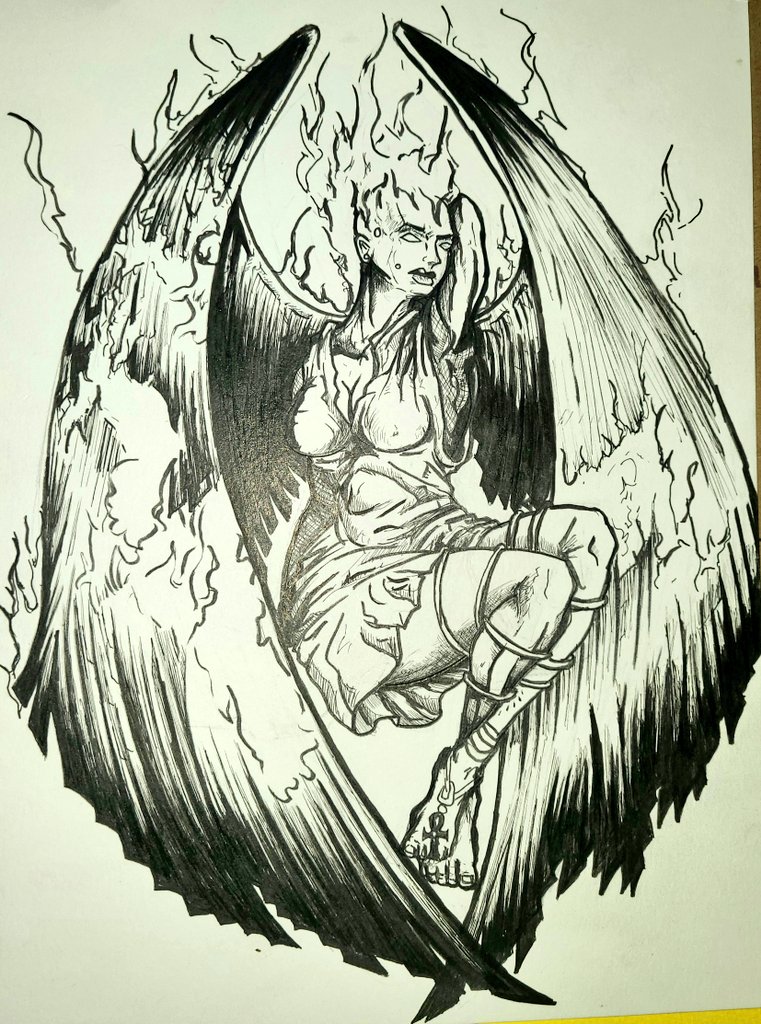 UrichWilliams's tweet image. Clean from pencil lines and going through the detail inking now 🧐