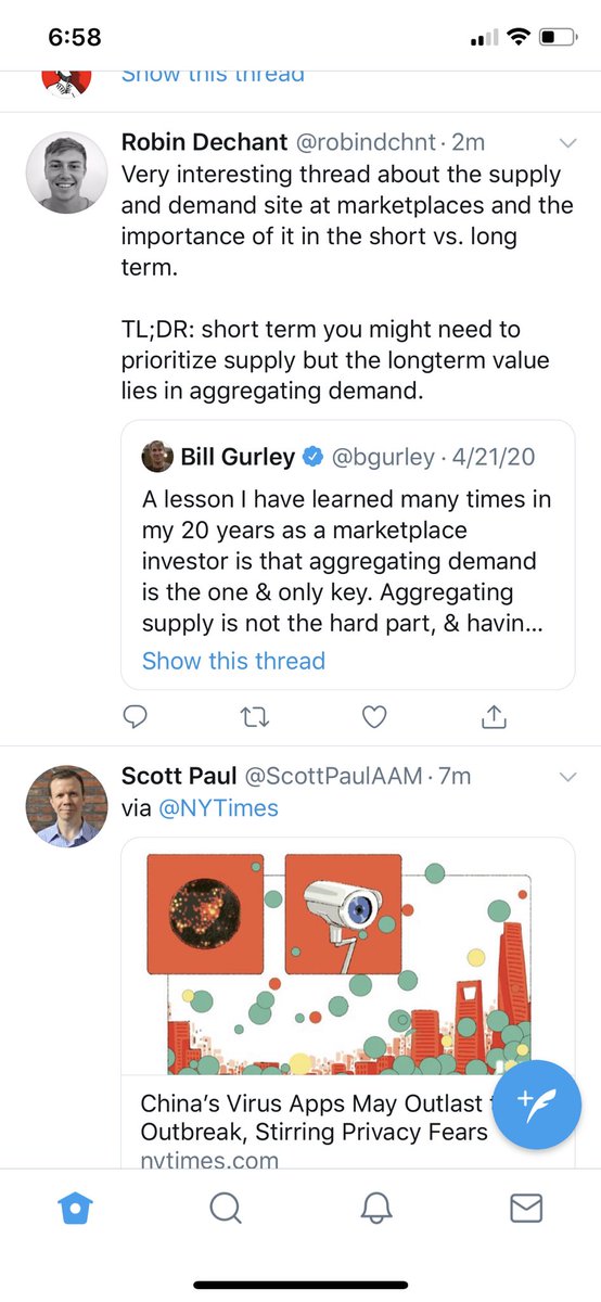 Which dovetails nicely with this tweet today (recalling a thread from April from notes investor Bill Gurley about demand - and not supply - being the key determined of success for marketplaces).