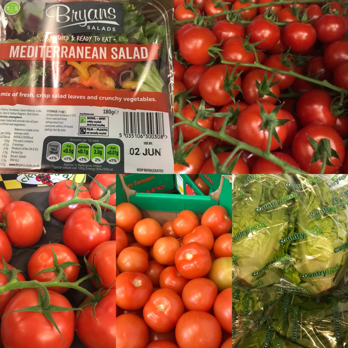 Lovely Mediterranean salad boxes in now. Great range of juicy tomatoes 🍅 too