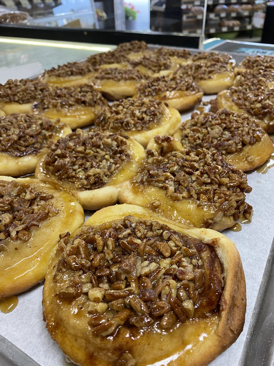 Come down to the Bakery to get one of our warm pecan rolls! Open 7 days a week 6am-3pm! 
Today only: get a free cookie if you mention our Twitter post!