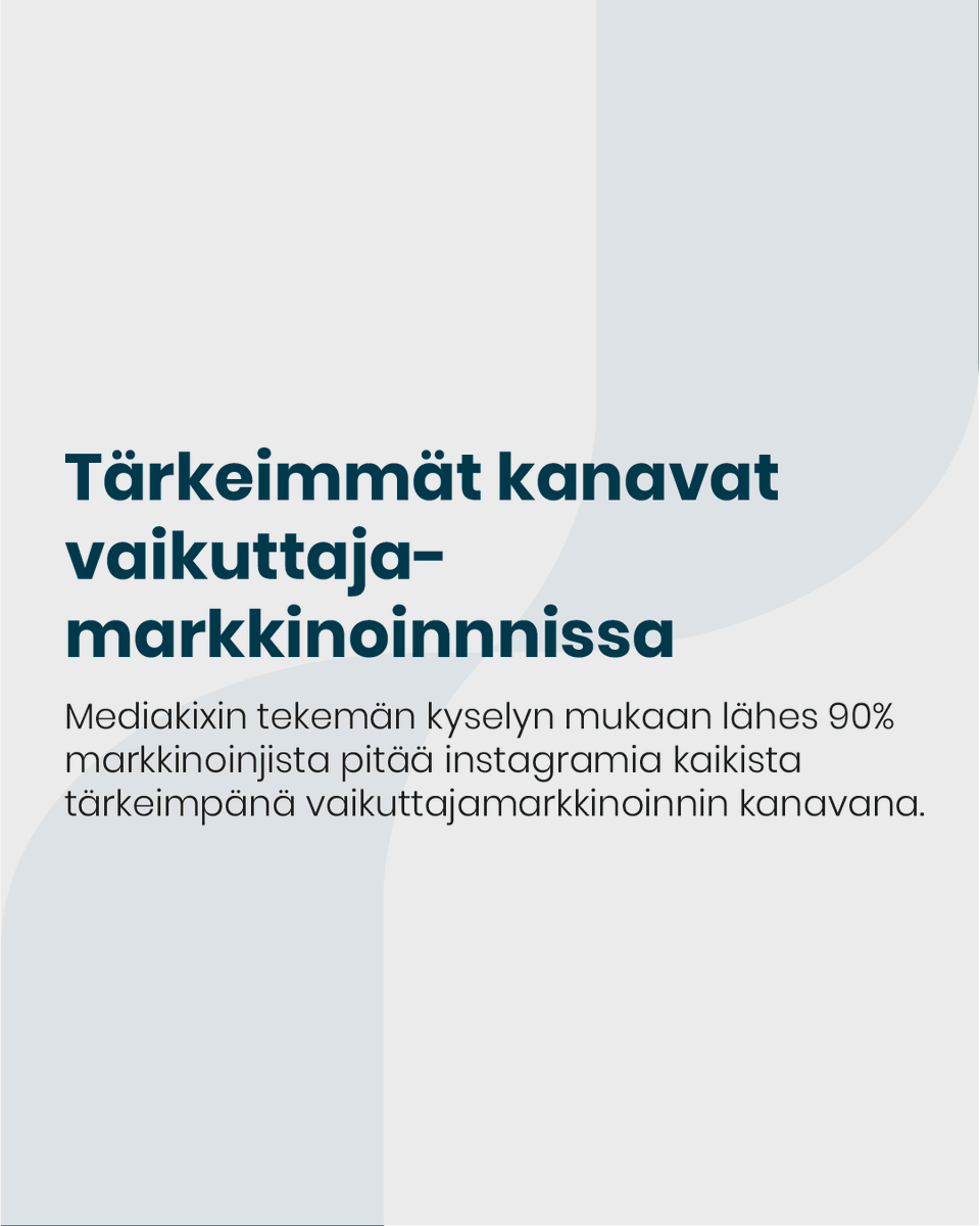 Instagramia pidetään kaikista tärkeimpänä #vaikuttajamarkkinointi kanavana. YouTube ja Facebook tulevat toisena ja kolmantena. Vähiten tärkeänä pidetään striimaus palvelu Twitchiä. Tässä nähdään miten vähän e-urheilijoita ja striimaajia hyödynnetään vaikuttajamarkkinoinnissa.