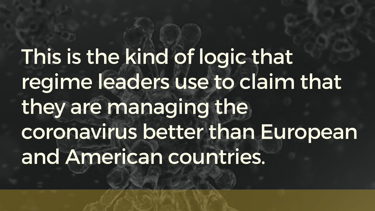 This is the kind of logic that regime leaders use to claim that they are managing the  #coronavirus better than  #European and  #American countries.  #COVID19  @WHO  #IransAngels  @usadarfarsi  @StateDept  @statedeptspox  @SecPompeo  @realDonaldTrump  @USUN  @mbachelet  @javaidRehman