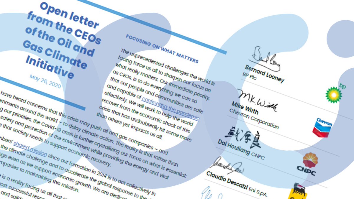 We have today published an open letter from the CEOs of our member companies, that reiterates the continued collective efforts we are taking to combat the climate challenge and accelerate our industry’s response to  #climatechange.Read here:  https://oilandgasclimateinitiative.com/ceo-open-letter-2020/