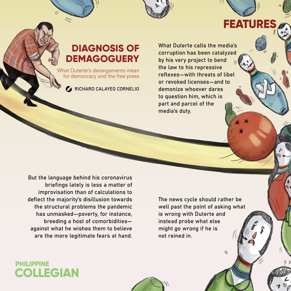 phkule's tweet image. FEATURES: Duterte’s tirades against his critics have become the core of his weekly report to the nation. From his innuendos to life-threatening remarks, the president displays the hallmark of a madman—eager to put an end to people’s liberties and democratic values. #OustDuterte