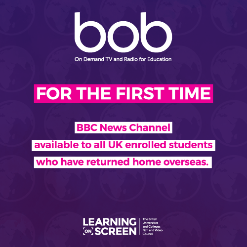 LearnonScreen's tweet photo. Announcement! 

UK university students who have returned home overseas due to the pandemic can now access BBC News Channel via @OnDemandBoB.

We've been working hard with @eralicensing to secure this temporarily *global* development.

Full statement here:

https://t.co/oL2MRYRvdK https://t.co/MCNWTUF16P