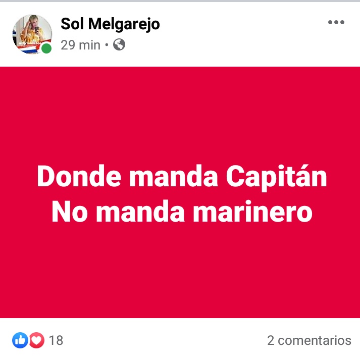 2945Luisb's tweet photo. Miren el posteo de la #Hurrera Radiologa funcionaria de @mopcparaguay quiten sus propias conclusiones.. "Donde Manda Capitán, no manda Marinero" Marinero" osea los diputados @RocioVallejoA @KattyaGonzalez9 @sebavillarejo son ustedes los Marineros https://t.co/e3Z7veSTxC