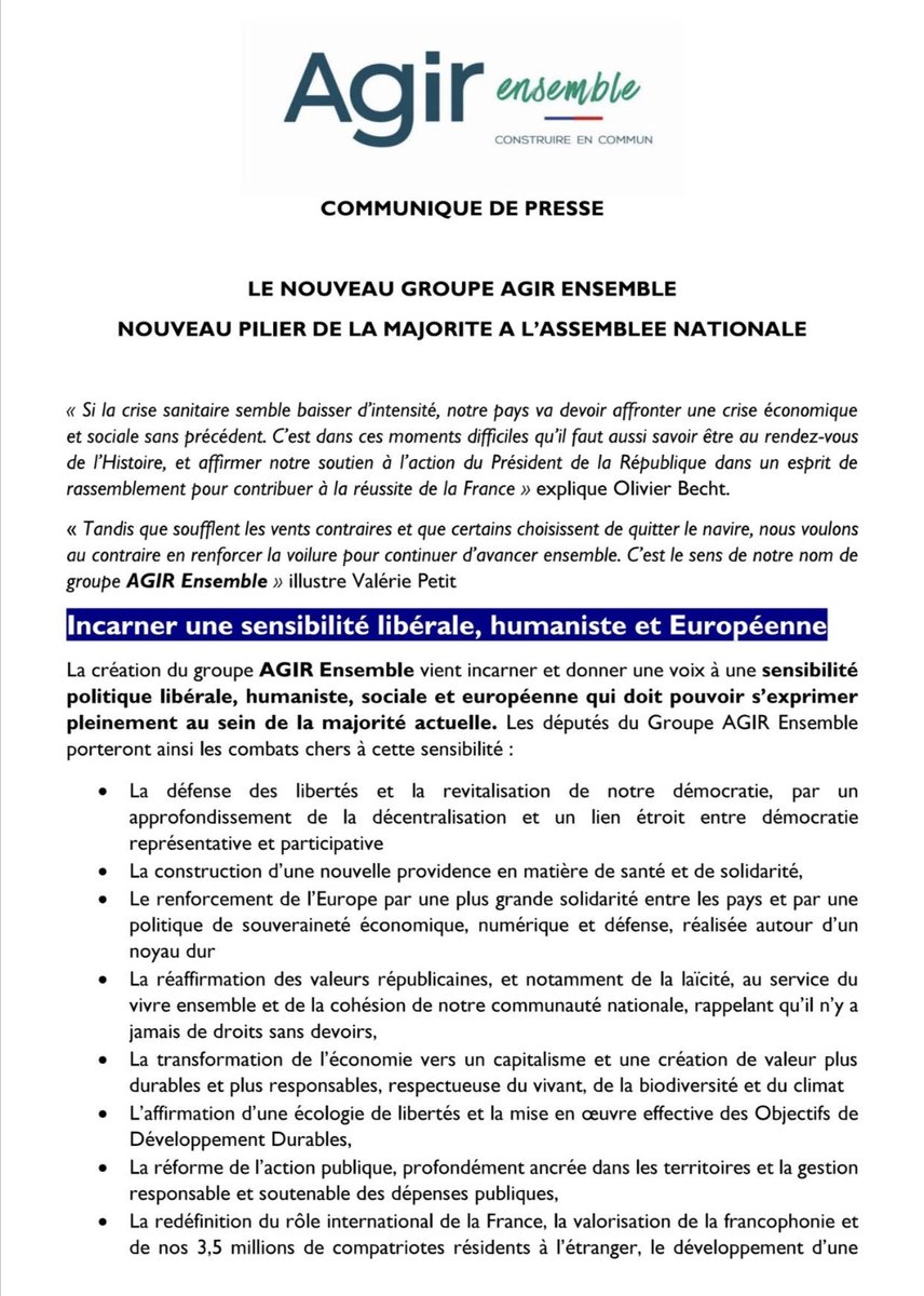 AgirEnsemble_AN's tweet photo. La création de notre groupe #AgirEnsemble s'inscrit en 3eme pillier de la majorité aux côtés de @LaREM_AN et @GroupeMoDem
Notre sensibilité politique, libérale, sociale et européenne sera un soutien constructif et vigilant.
Notre communiqué ici ⤵️ https://t.co/RVUVZZdj2x