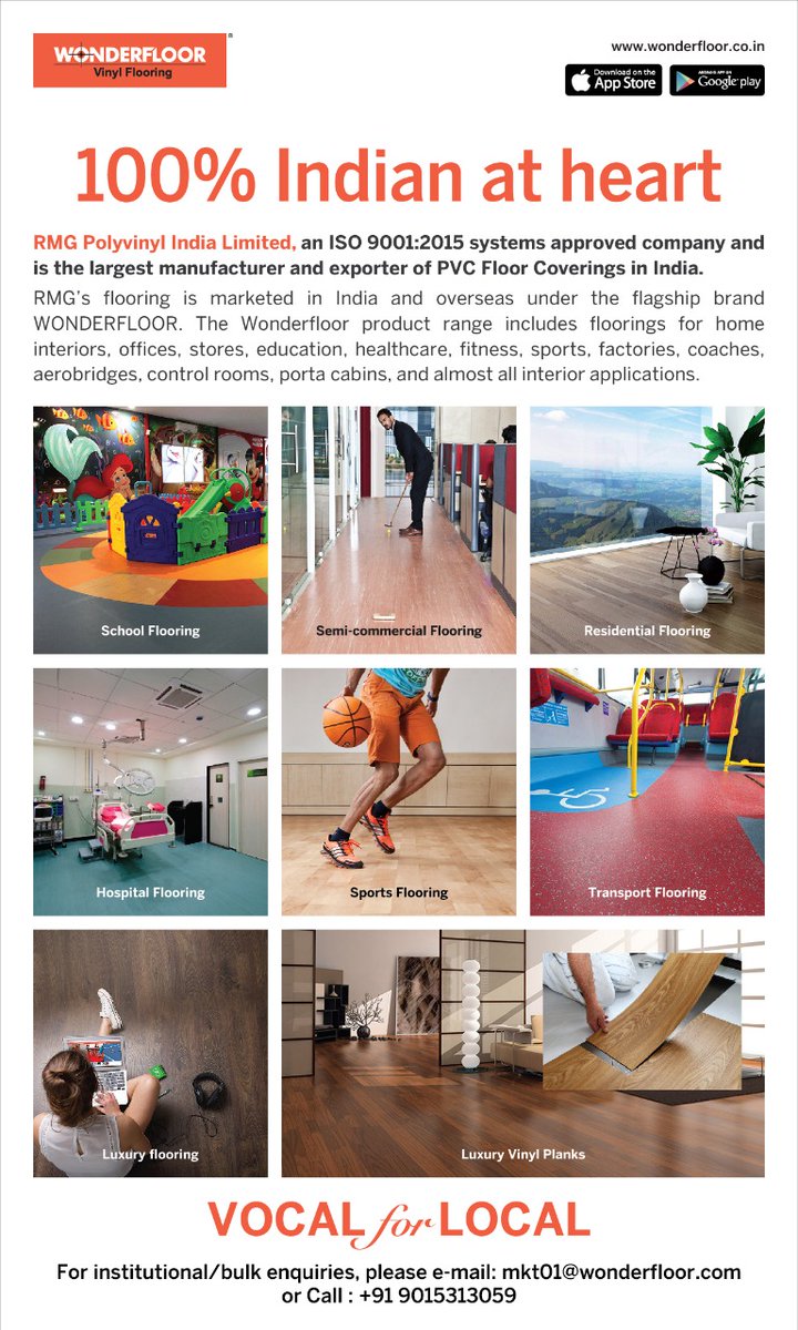 wonder_floor's tweet photo. #Wonderfloor #MadeInIndia #Made4India #VinylFlooring #CraftedForYou #ActiveFloors #SportsBiz #sports #Hospitals #schoolsreopening #SchoolFloorings #Krayons #100%Indian @MoHFW_INDIA @HRDMinistry @MoHUA_India @tourismgoi @minmsme @PMOIndia https://t.co/SFuZJzVMLh