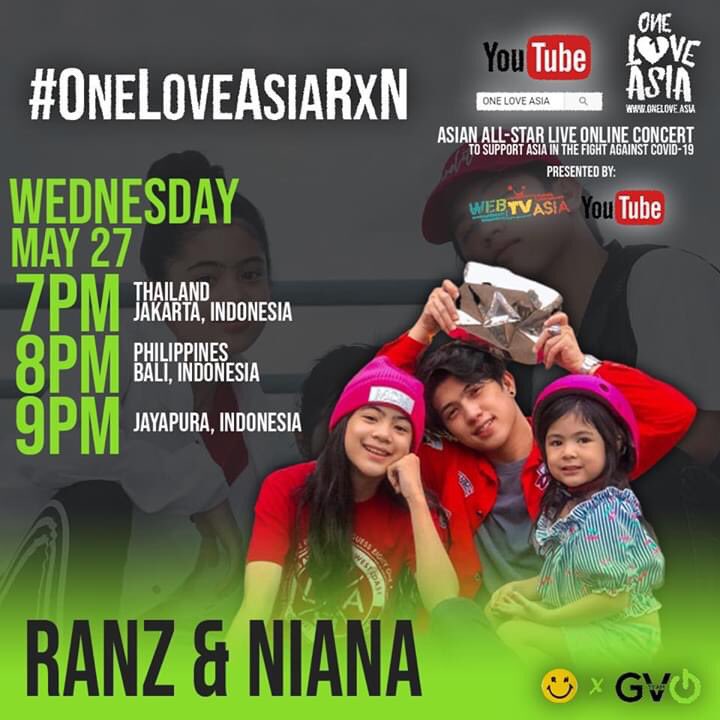 RNNuevaEcija's tweet photo. Mark your calendars as our favorite sibling duo, #RanzAndNiana with their sister Natalia will be performing at the #OneLoveAsia Live Concert tomorrow May 27 at 8 PM PHT! Watch the livestream here: https://t.co/mhmoQIIzQ0 https://t.co/5HJuXbKgEw
