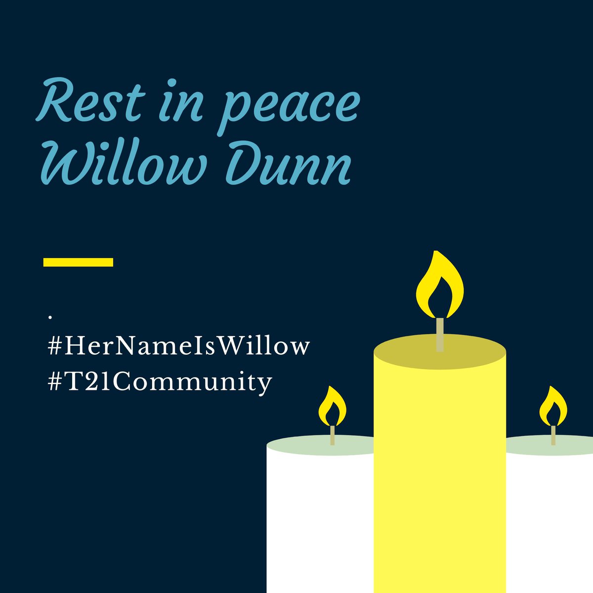 StartingWJulius's tweet photo. At 7pm tomorrow night, there will be a Candlelight Vigil for Willow Dunn, held by the Down syndrome community around Australia.

Join online by using the hashtags #HerNameIsWillow and #T21Community and light a candle for a precious child who was failed so terribly. https://t.co/qHVL0eoGXc