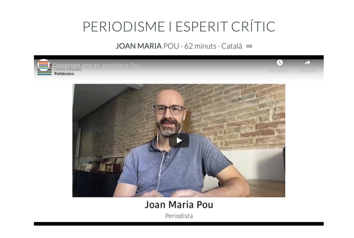 ce_politecnics's tweet photo. Conversa: El periodisme i l'esperit crític

🗣️ Joan Maria Pou, periodista de RAC1
⏰ 17.00 h
👉 https://t.co/7QHT8bfmGo

#IMT20 #ResEnsAtura #FPcat #FPiEmpresa https://t.co/OZ6hpzJLd7