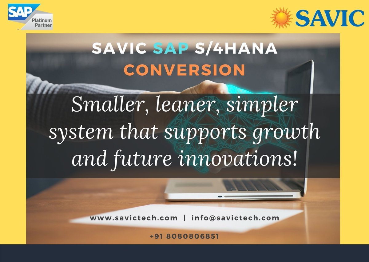 savictechnology's tweet photo. Refurbish your Organisation's ERP with SAVIC SAP S/4HANA Conversion.
#S4HANA #SAP #SAPPlatinumPartner #SAVICtech #CoreERP #DigitalCore #AI #ERP #conversion https://t.co/NztJ9g5HC9
