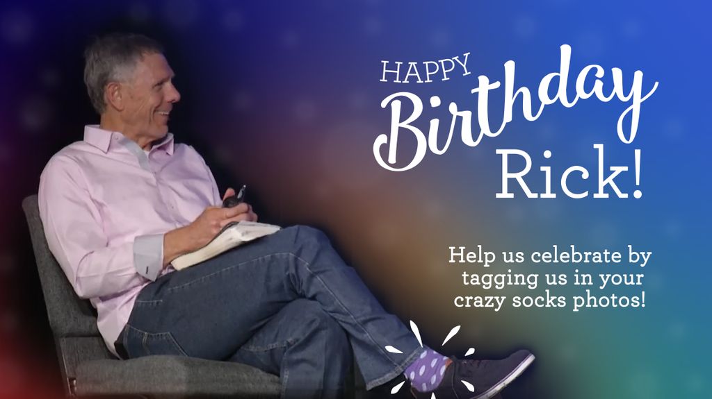 Pathwaypeople's tweet photo. Help us to celebrate Pastor Rick's 65th birthday on May 27! Celebrate and share in his love for fun & crazy socks by posting your own crazy/fun/silly socks in the comments of this post, or tag us in your photos to let him know we are celebrating him! #PathwayPeople https://t.co/FPu3o1dZiF