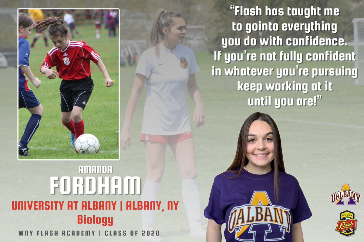 WNYFlashAcademy's tweet photo. Amanda Fordham, a Rochester standout, will be heading to Albany in the Fall and continuing her soccer playing career as a Great Dane! Amanda will be majoring in Biology and has left a message on what the Flash has provided her! ⚡️
#FlashClassOf2020
#ChangingTheLandscape https://t.co/jIPLWfYNN6