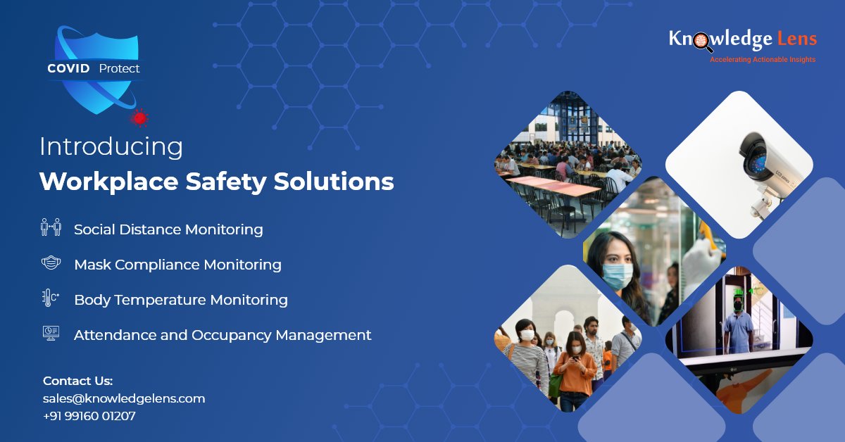 KnowledgeLens's tweet photo. It gives us great pleasure to announce the launch of our #AI powered #workplacesafety solution, #COVIDProtect.
@Tejasvi_Surya @rsprasad @PMOIndia @PiyushGoyal
#maskcompliance #socialdistancemonitoring #bodytemperaturemonitoring https://t.co/RzWdrzLt9X